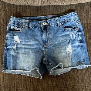 Maurices destructed denim shorts.